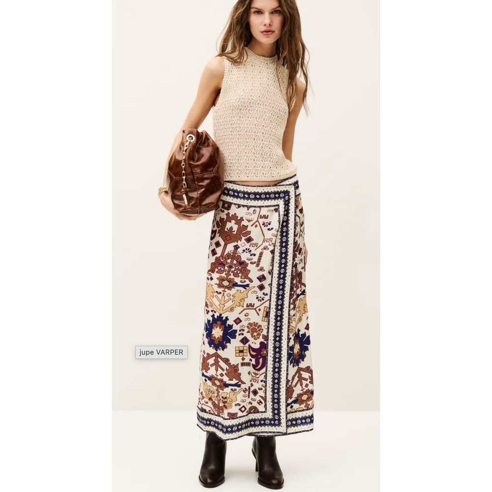 ba&sh Varper Maxi Wrap Skirt size 38 (US 8) Boho Viscose Excellent
